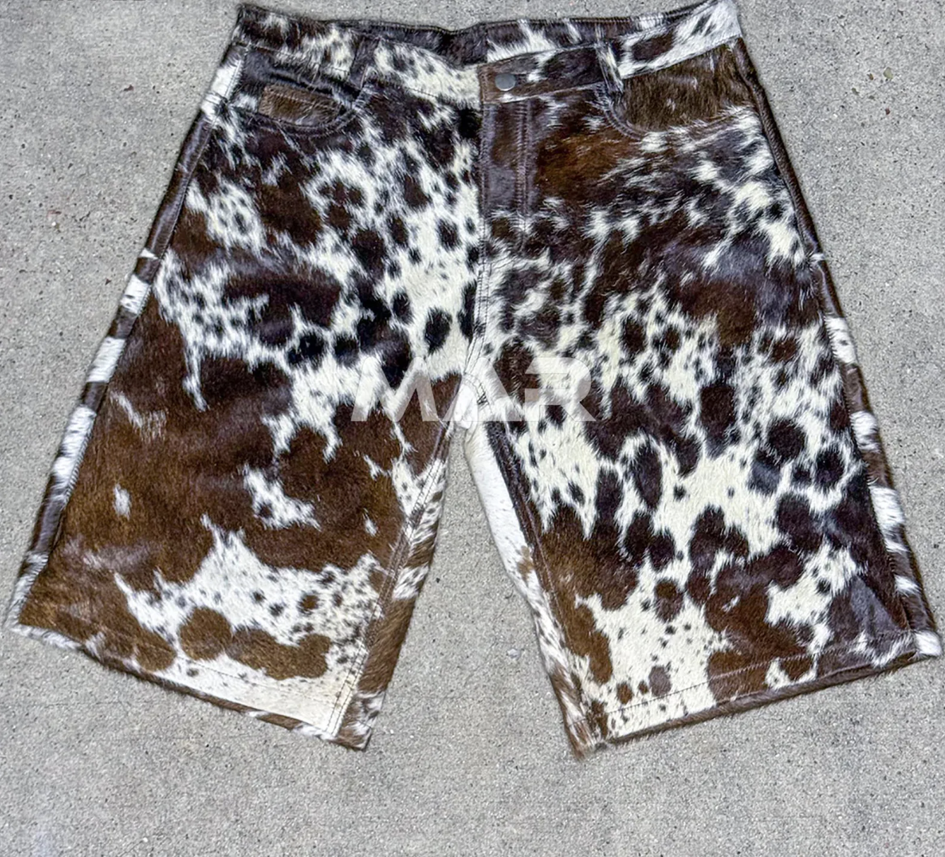 Tricolor Hair-On Cowhide Shorts Western Rodeo Style
