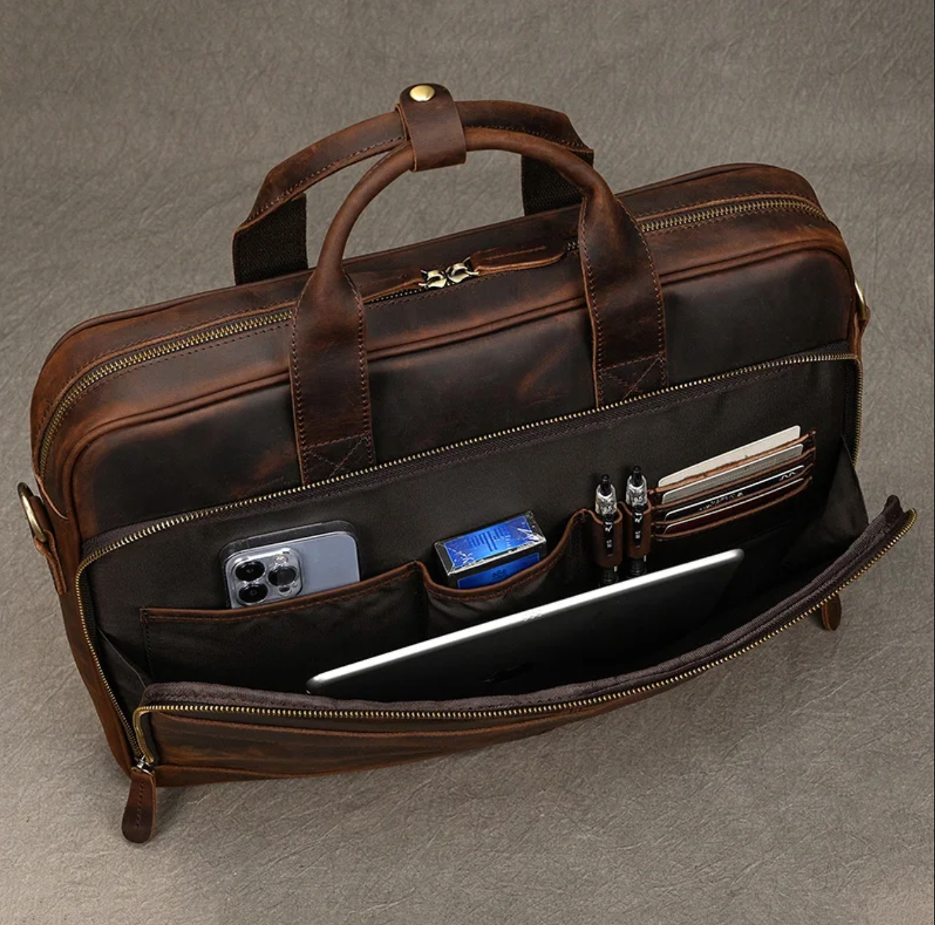 Men’s Real Leather Laptop Bag Briefcase