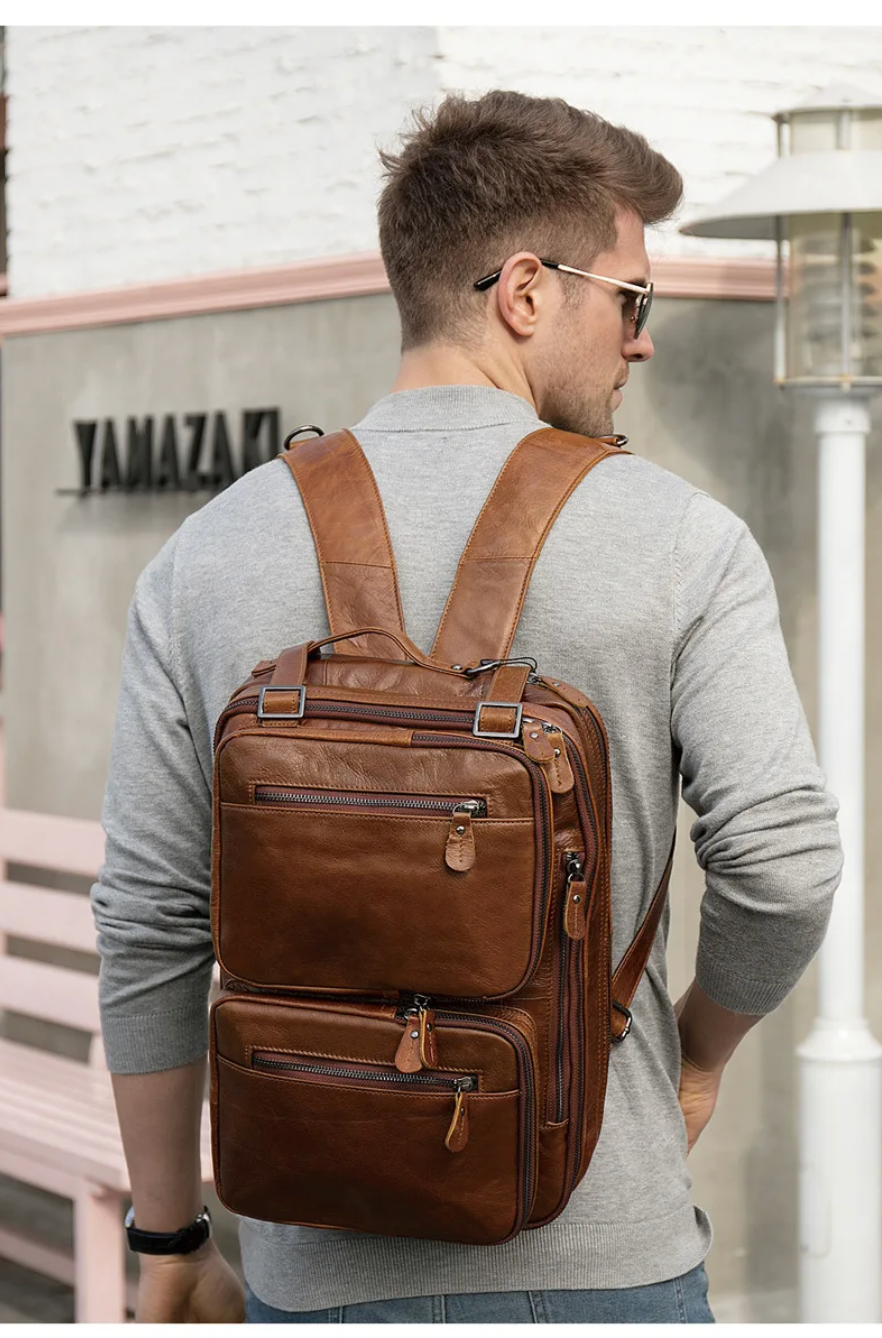 Men’s Genuine Leather Office Bag Briefcase Backpack