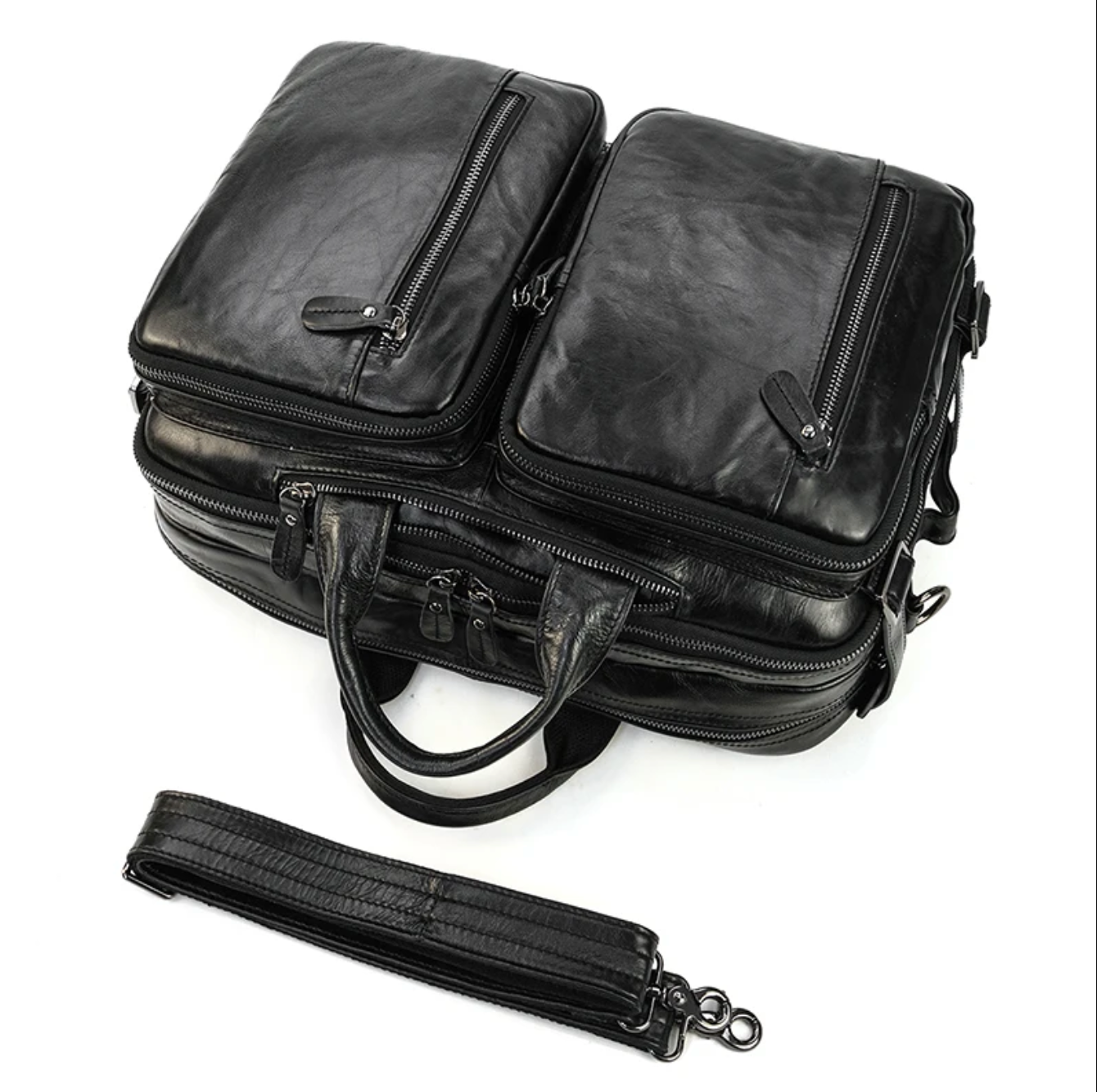 Leather Office Bag Business Briefcase & Backpack Convertible