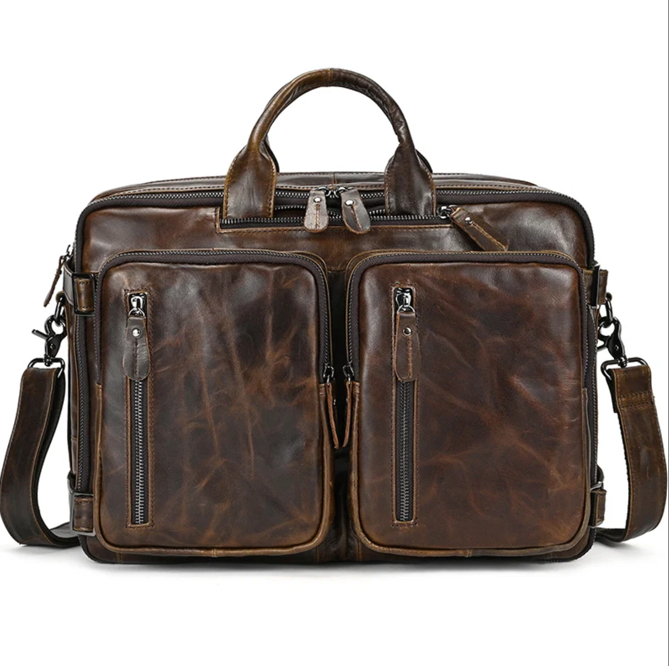 Men’s Genuine Leather Office Bag Laptop Briefcase Backpack
