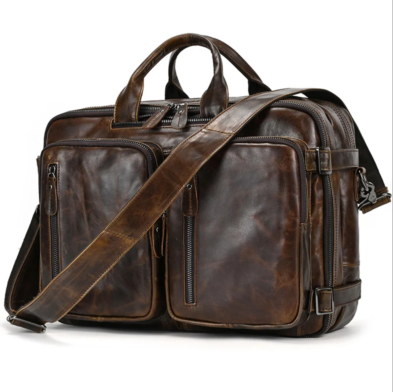 Men’s Genuine Leather Office Bag Laptop Briefcase Backpack