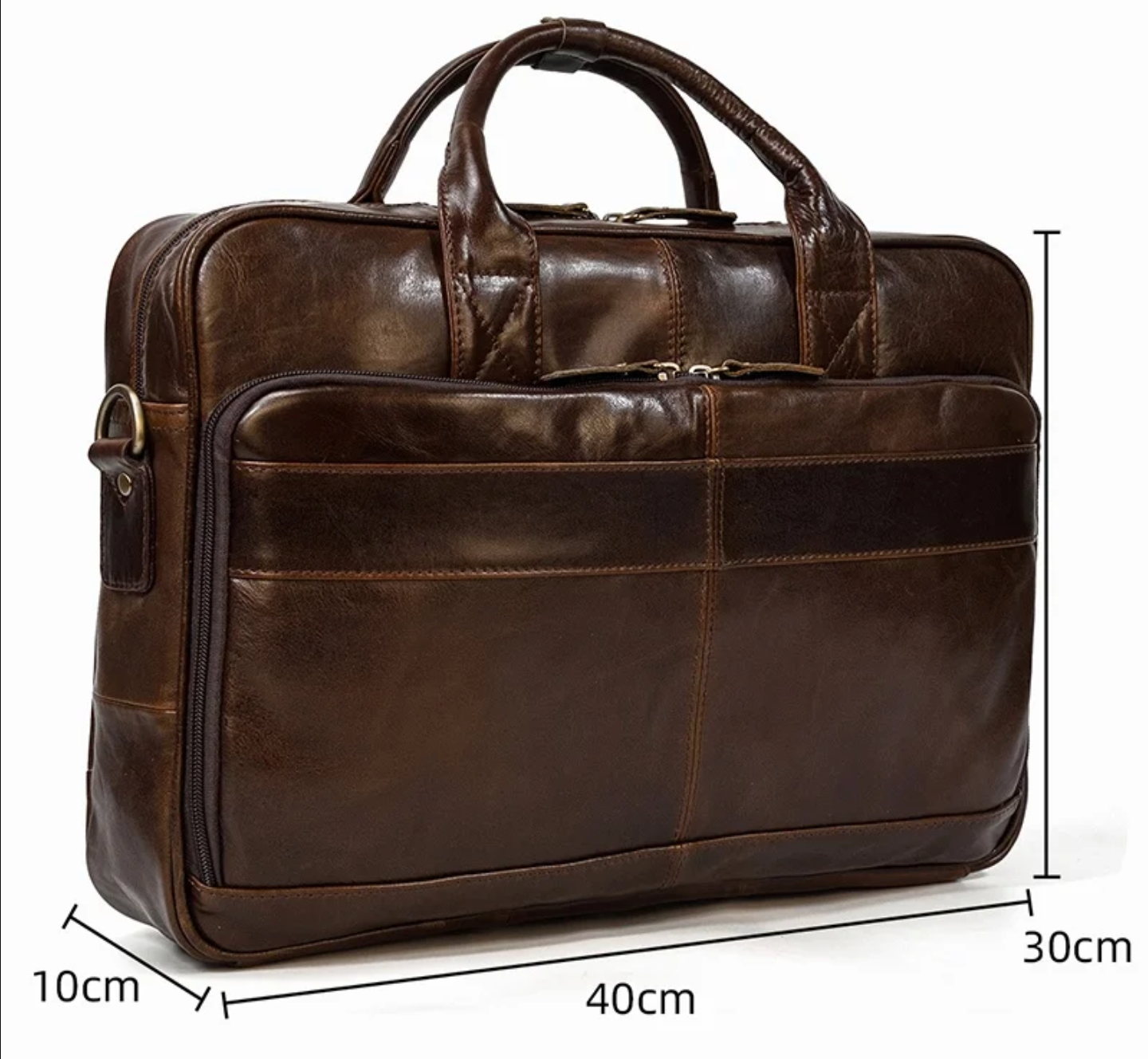 Retro Leather Laptop Briefcase Bag 15.6 Inch Trolley Sleeve