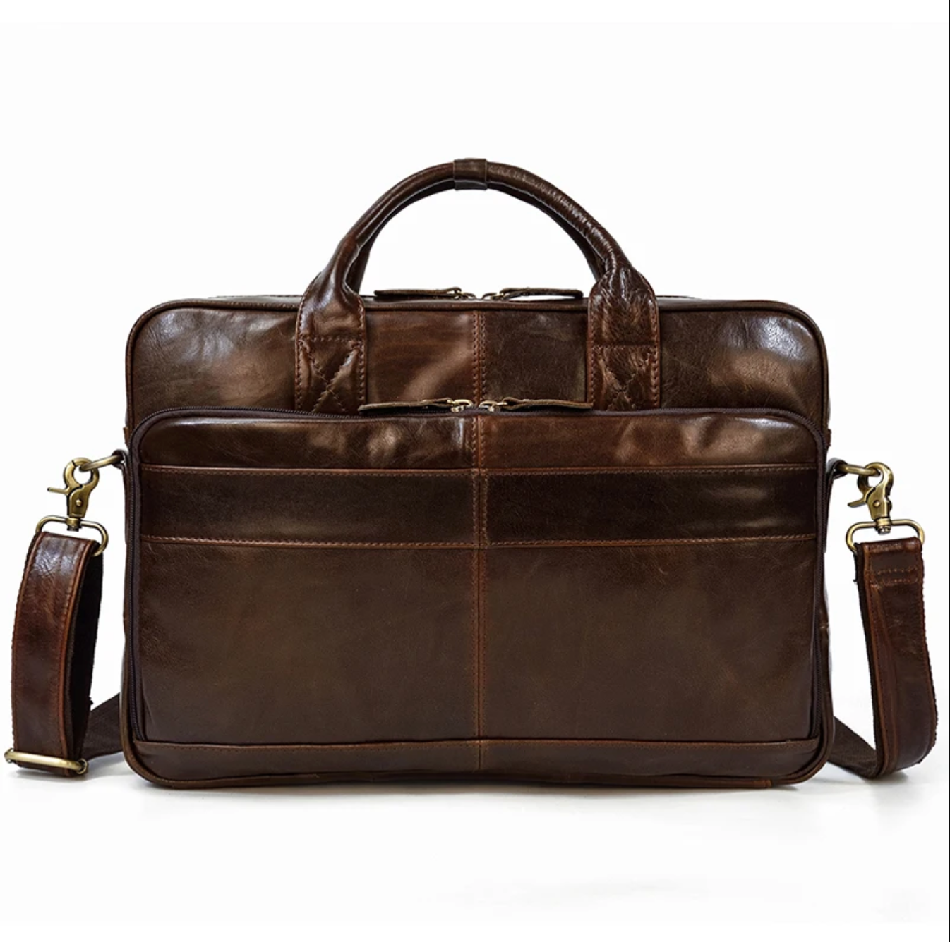Retro Leather Laptop Briefcase Bag 15.6 Inch Trolley Sleeve