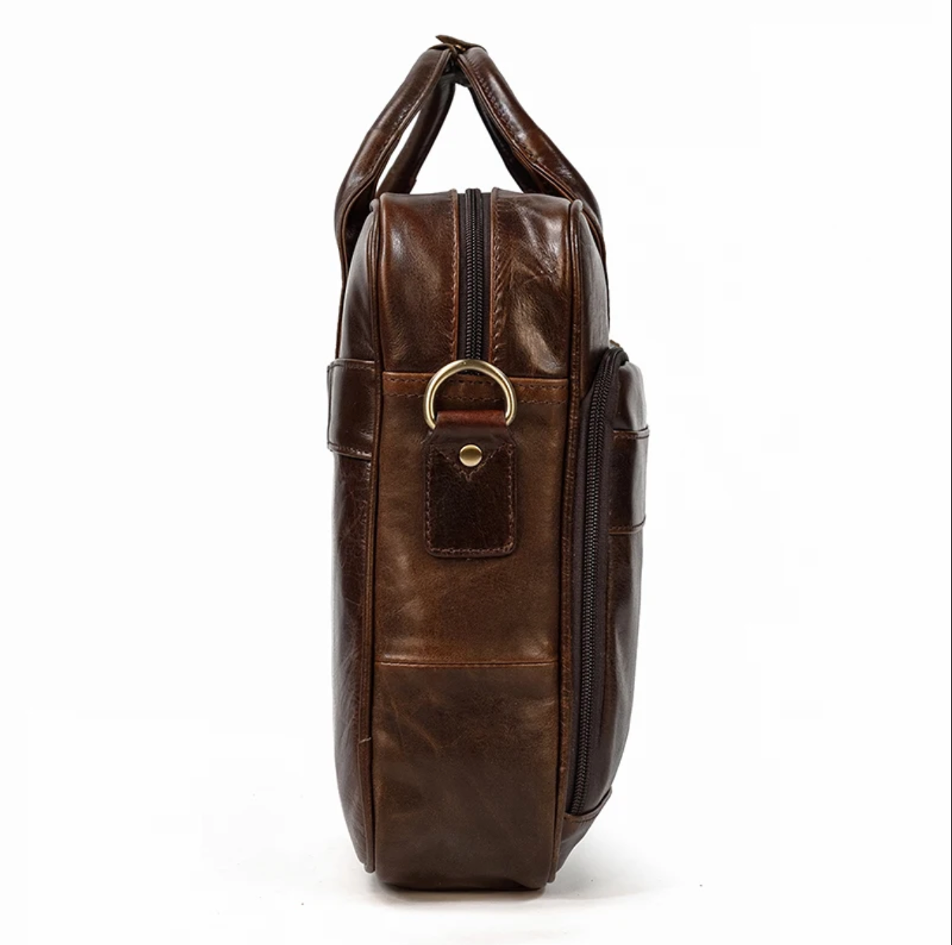Retro Leather Laptop Briefcase Bag 15.6 Inch Trolley Sleeve