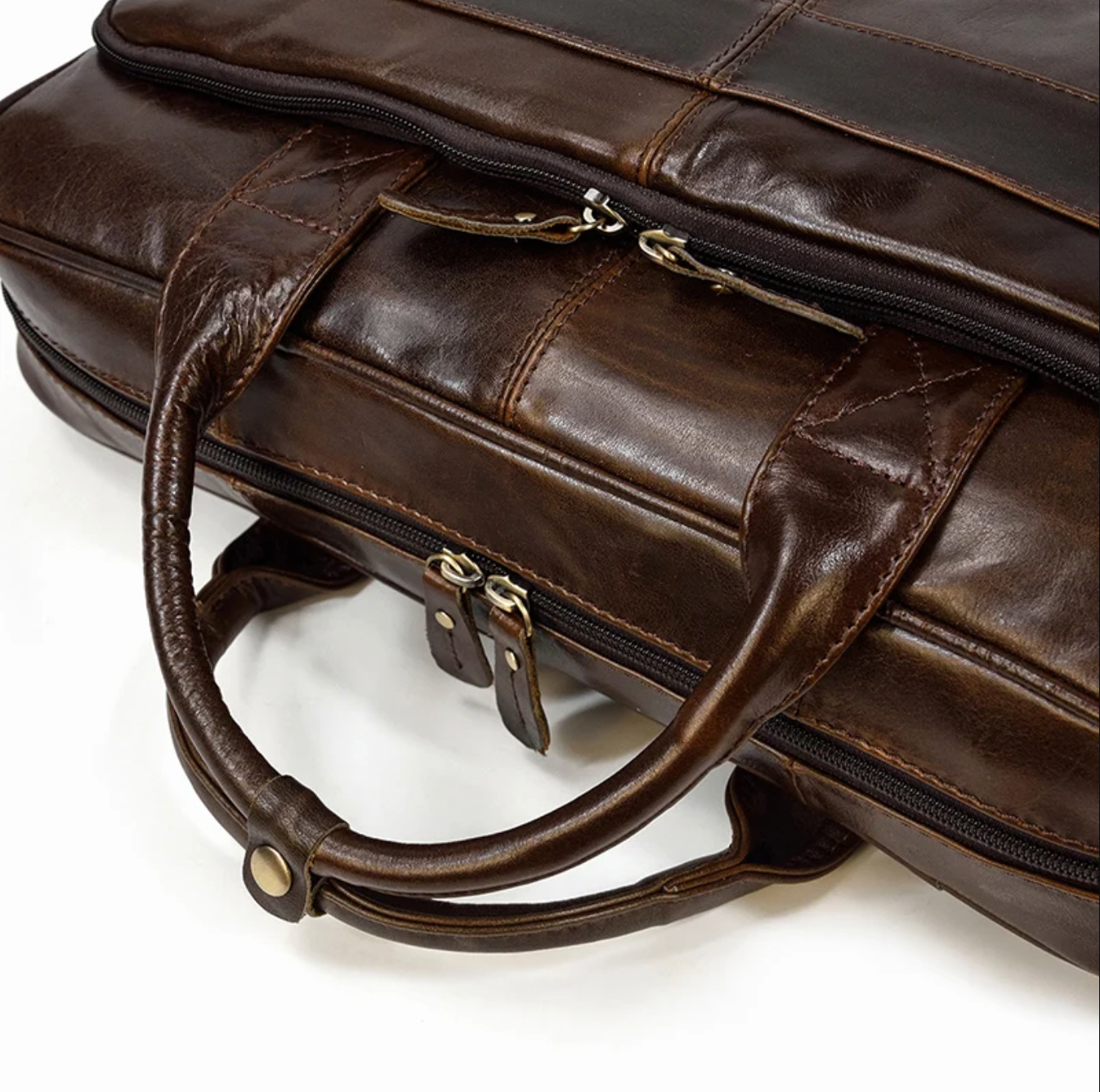 Retro Leather Laptop Briefcase Bag 15.6 Inch Trolley Sleeve