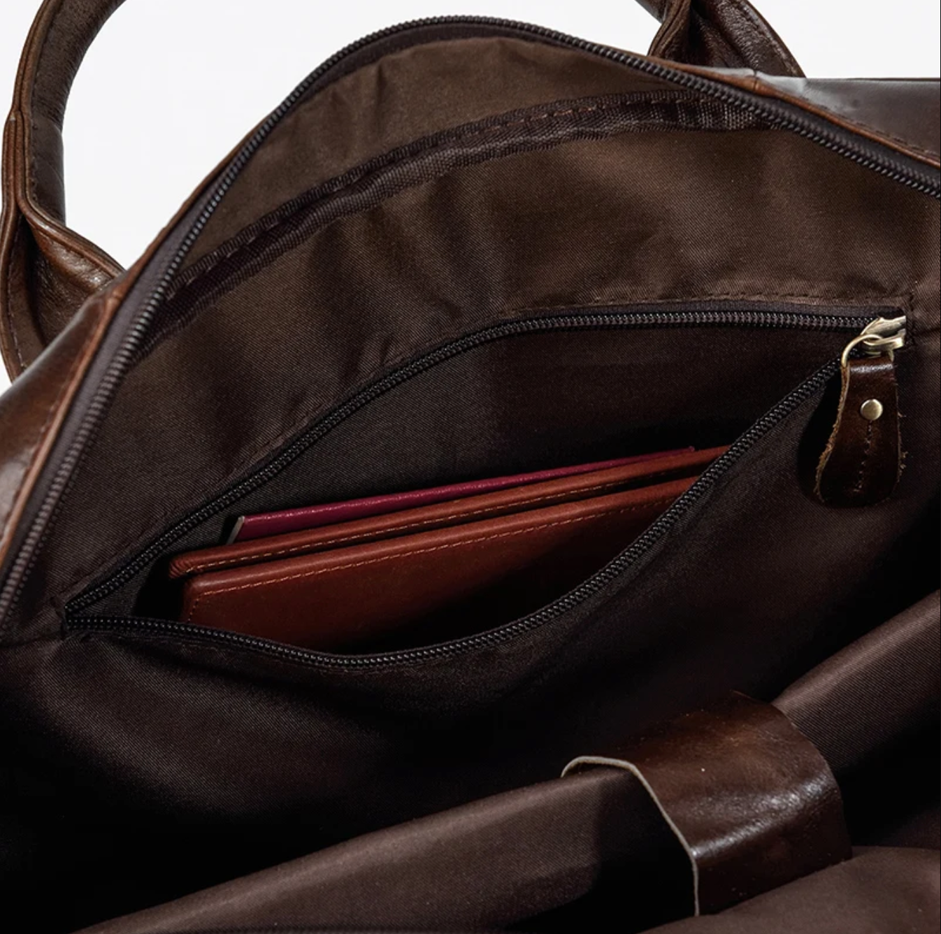 Retro Leather Laptop Briefcase Bag 15.6 Inch Trolley Sleeve
