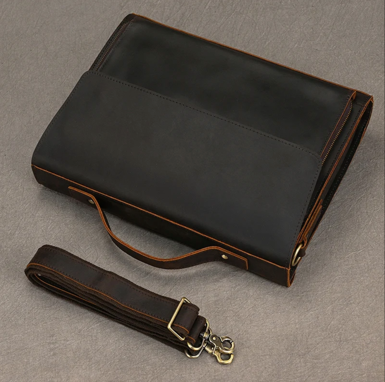 Genuine Leather Briefcase Men Laptop Business Bag