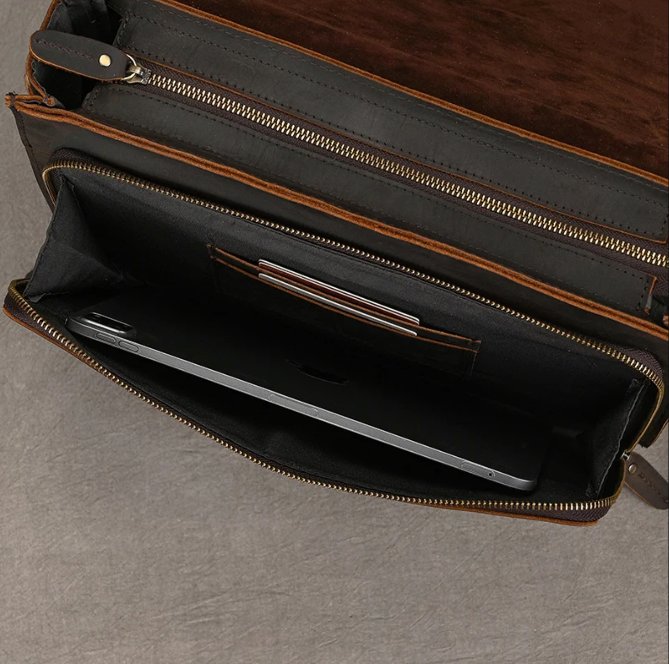 Genuine Leather Briefcase Men Laptop Business Bag