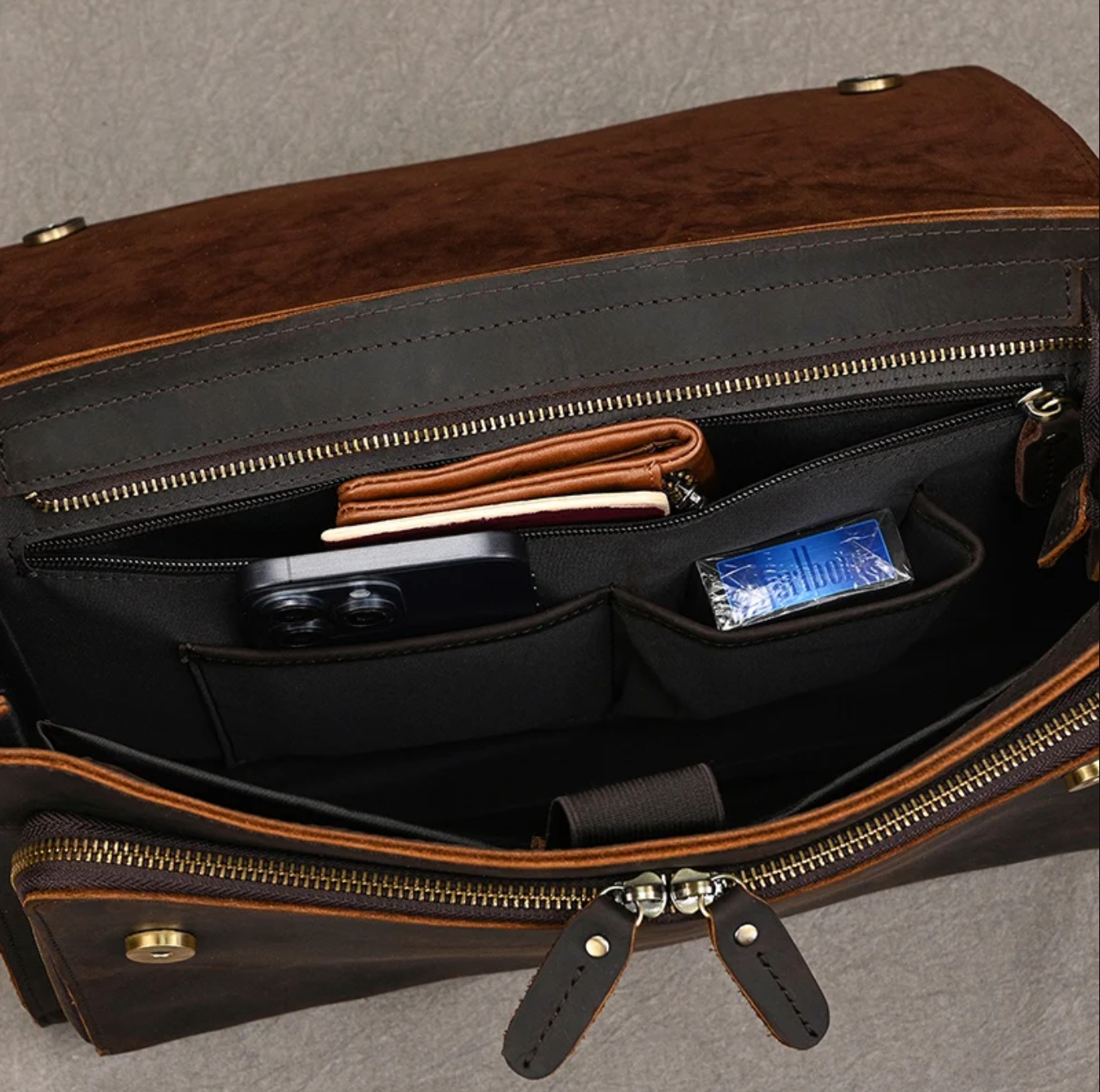 Genuine Leather Briefcase Men Laptop Business Bag