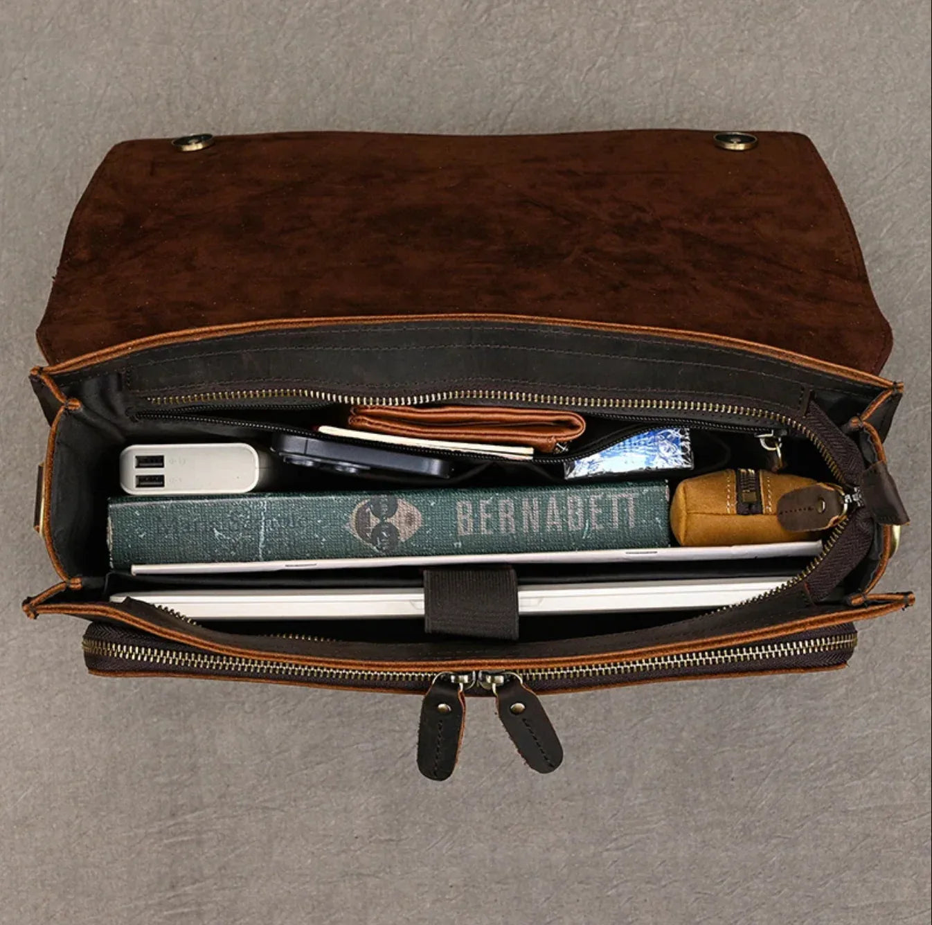 Men’s Leather Briefcase Bag Laptop Office 14 Inch