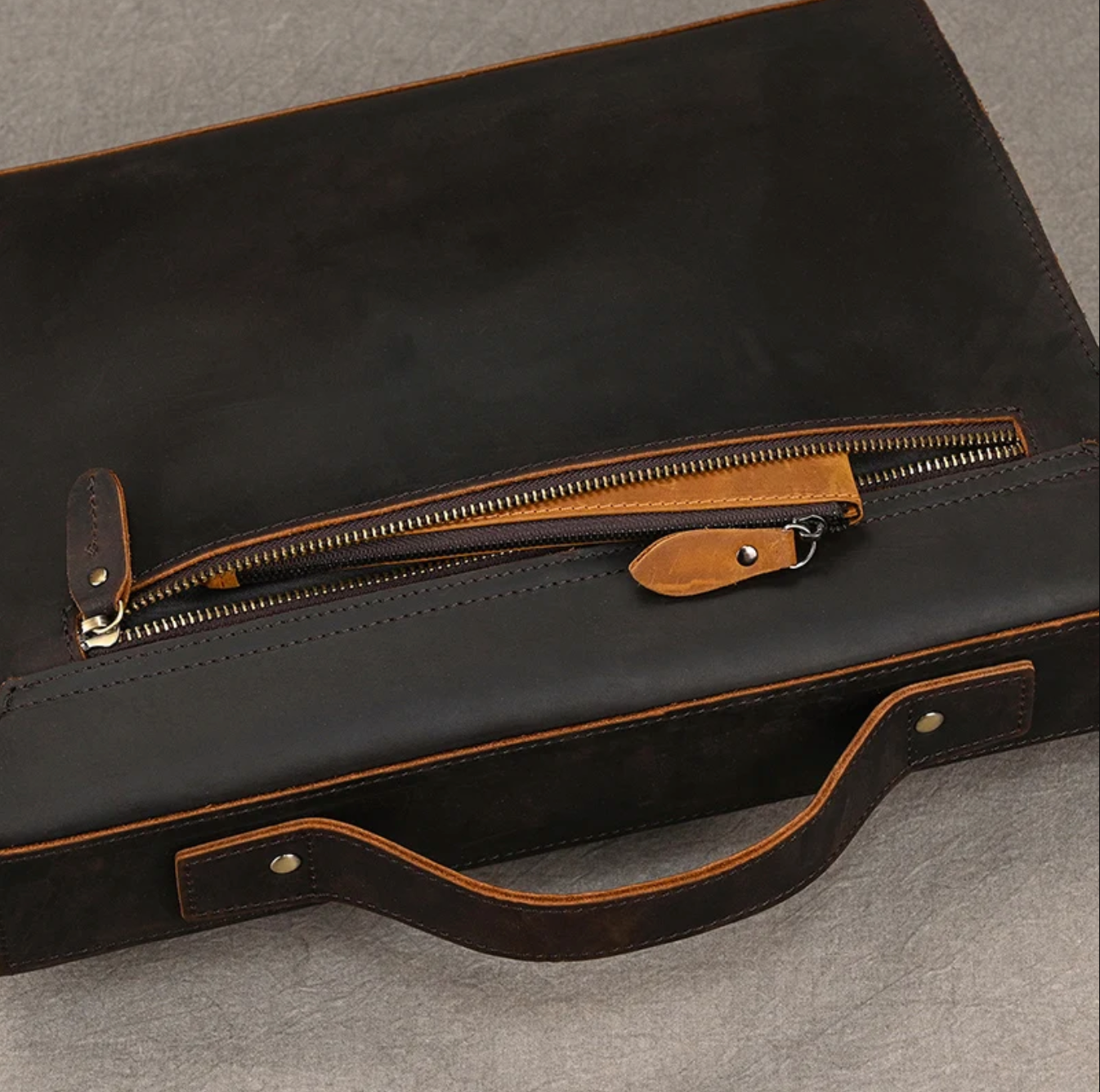 Genuine Leather Briefcase Men Laptop Business Bag