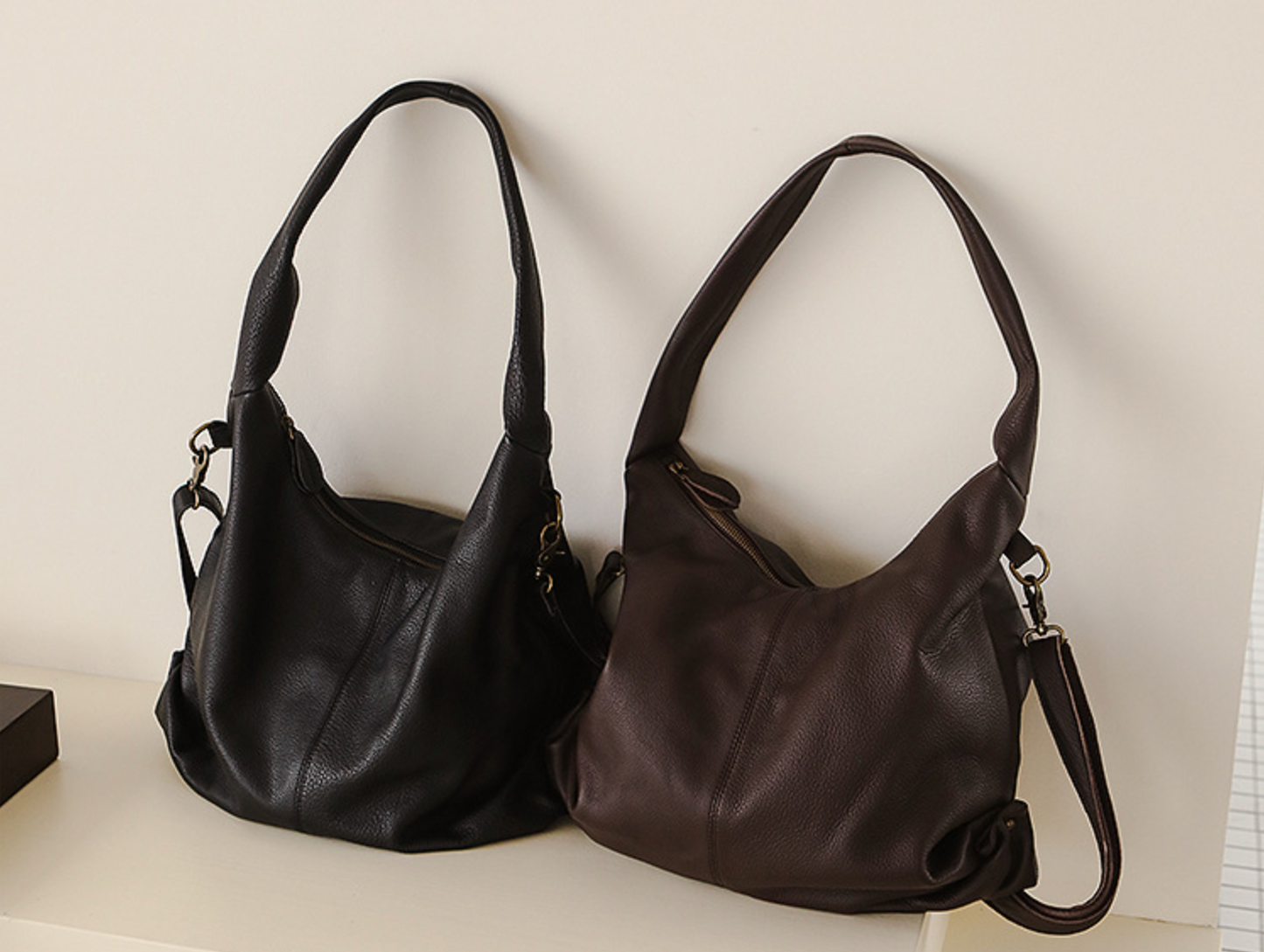Women Leather Office Tote Bag With Zipper