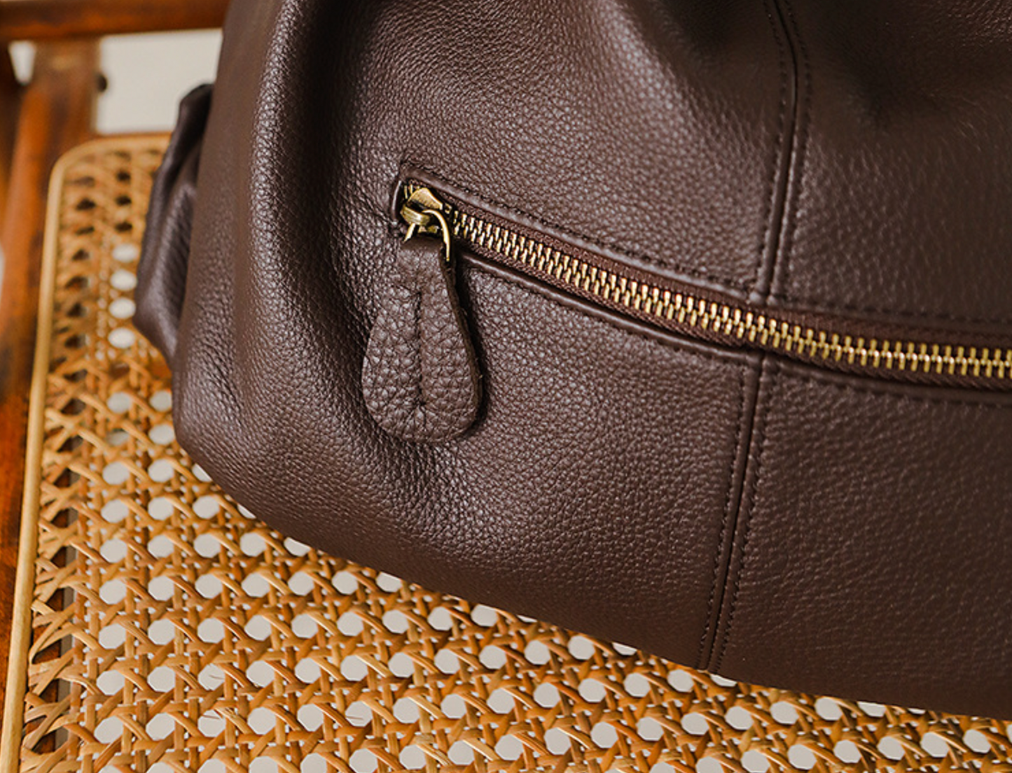 Women Leather Office Tote Bag With Zipper