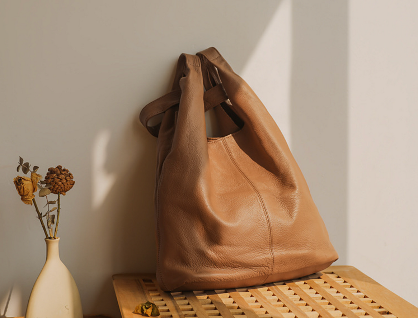 Genuine Leather Office Tote Handbag with Large Capacity