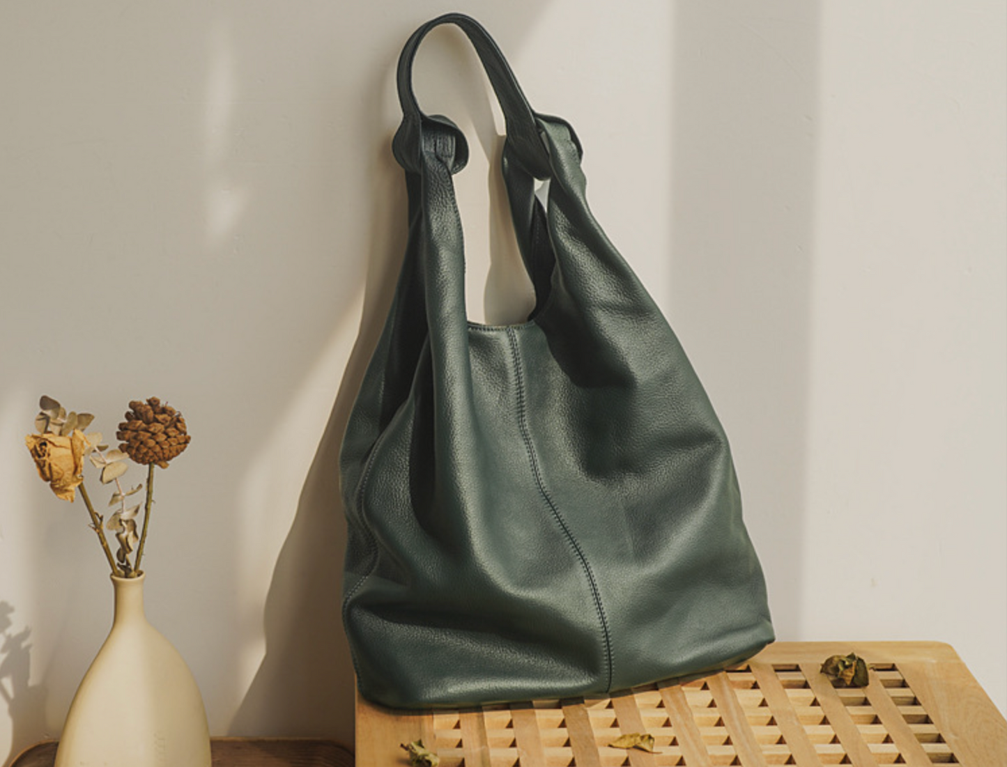 Genuine Leather Office Tote Handbag with Large Capacity