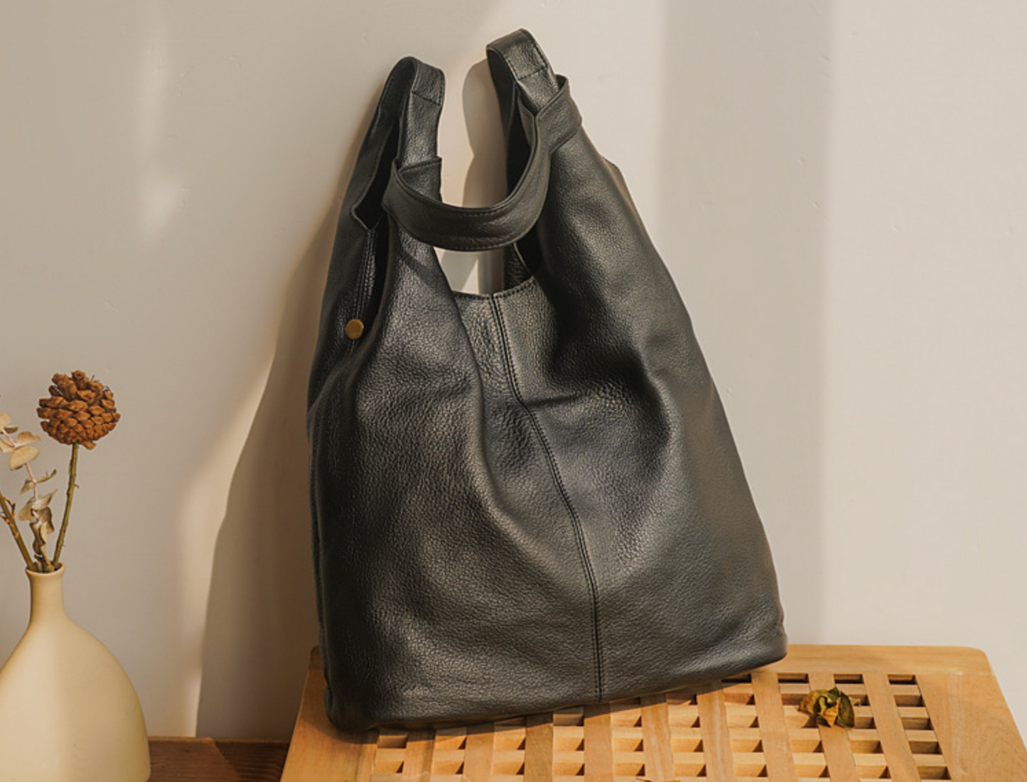 Genuine Leather Office Tote Handbag with Large Capacity
