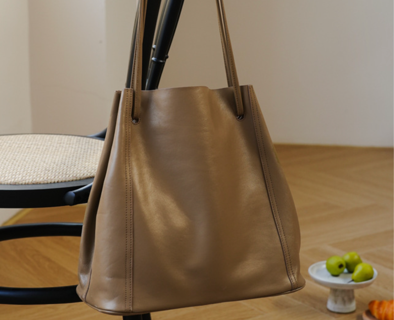 Vintage Women Leather Tote Bag Bucket Purse