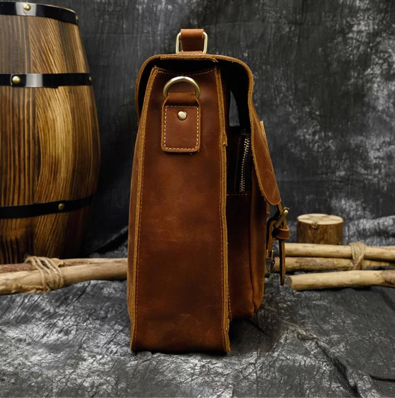 Men Leather Office Bag Brown Briefcase Laptop Messenger