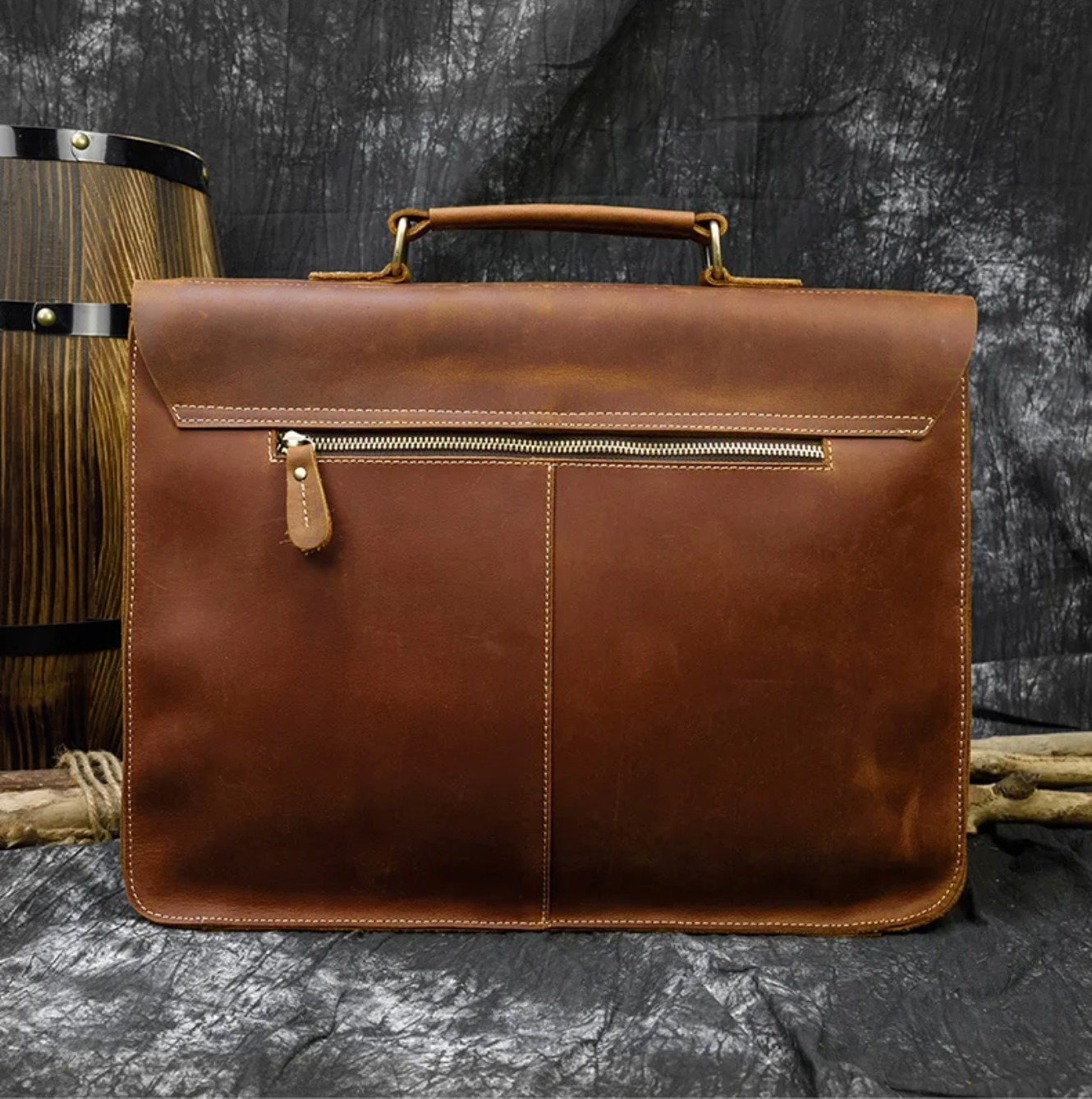 Men Leather Office Bag Brown Briefcase Laptop Messenger