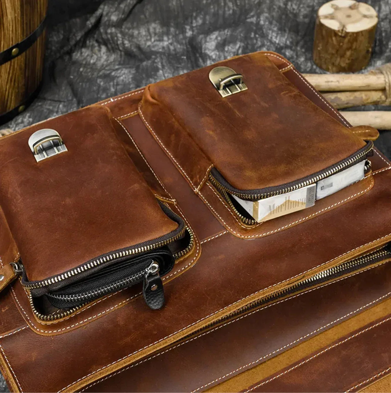 Men Leather Office Bag Brown Briefcase Laptop Messenger