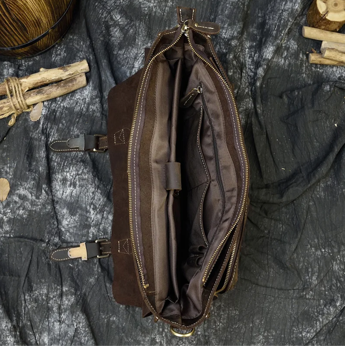 Men Leather Office Bag Brown Briefcase Messenger Laptop