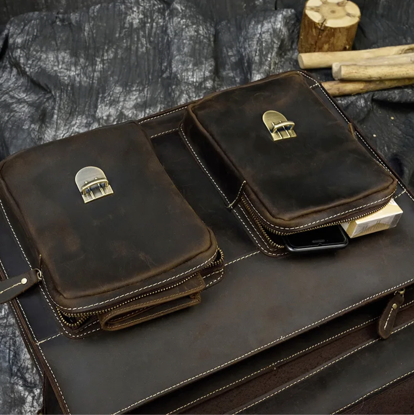 Men Leather Office Bag Brown Briefcase Messenger Laptop