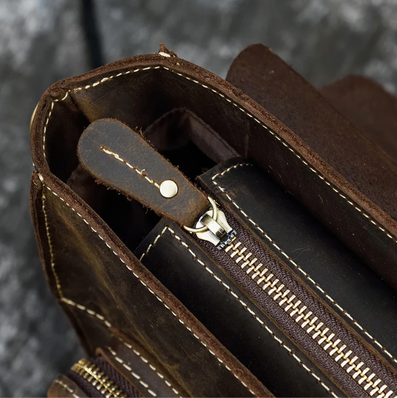 Men Leather Office Bag Brown Briefcase Messenger Laptop