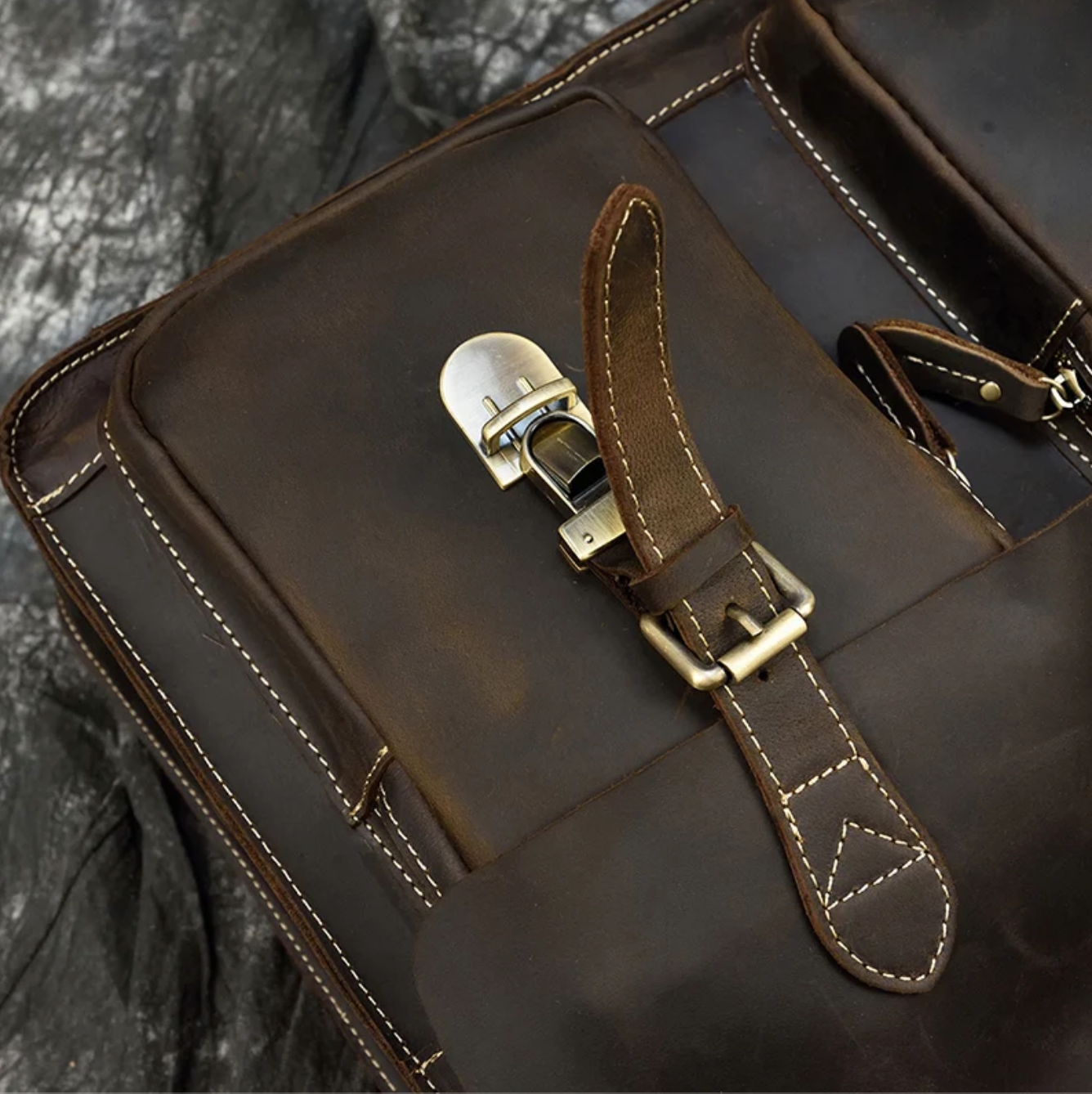 Men Leather Office Bag Brown Briefcase Messenger Laptop