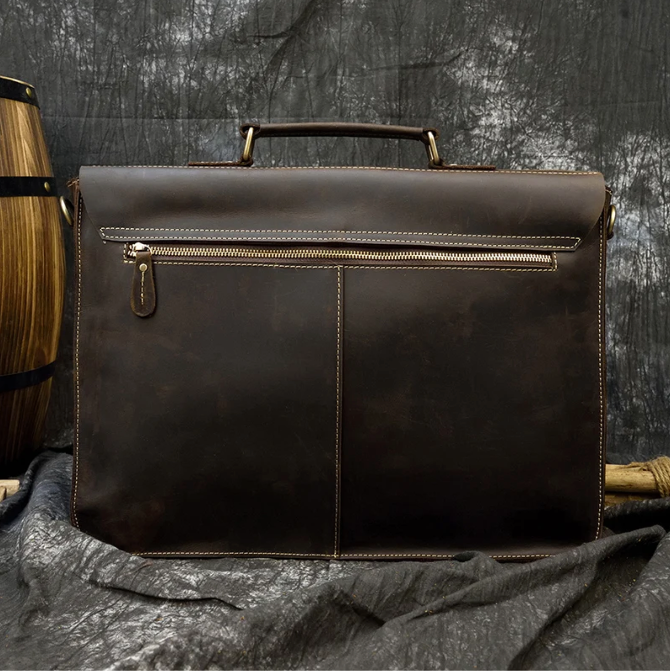 Men Leather Office Bag Brown Briefcase Messenger Laptop