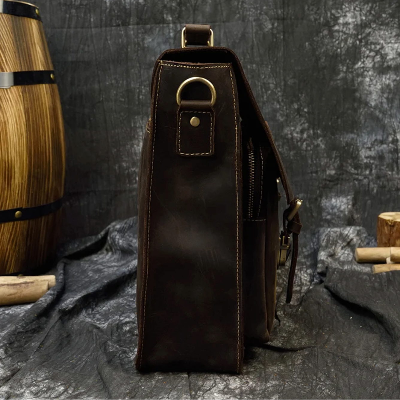 Men Leather Office Bag Brown Briefcase Messenger Laptop