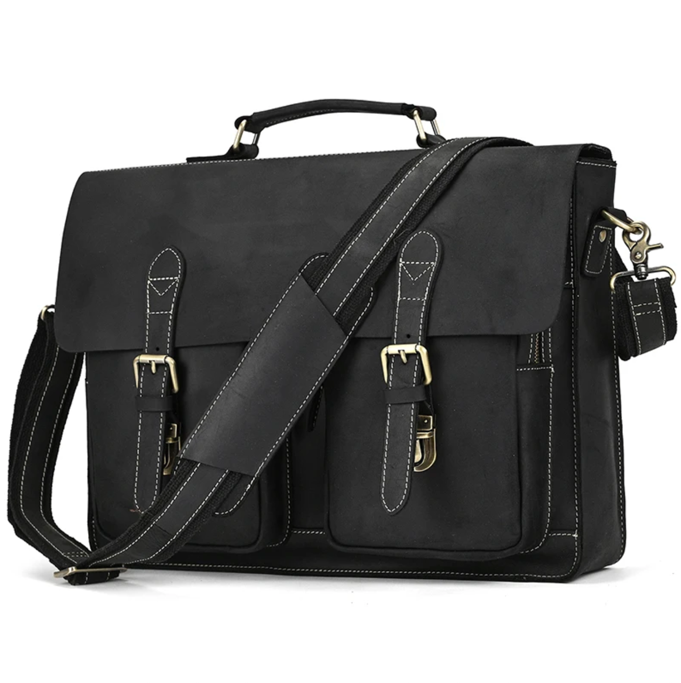 Men Leather Office Bag Brown Briefcase Laptop