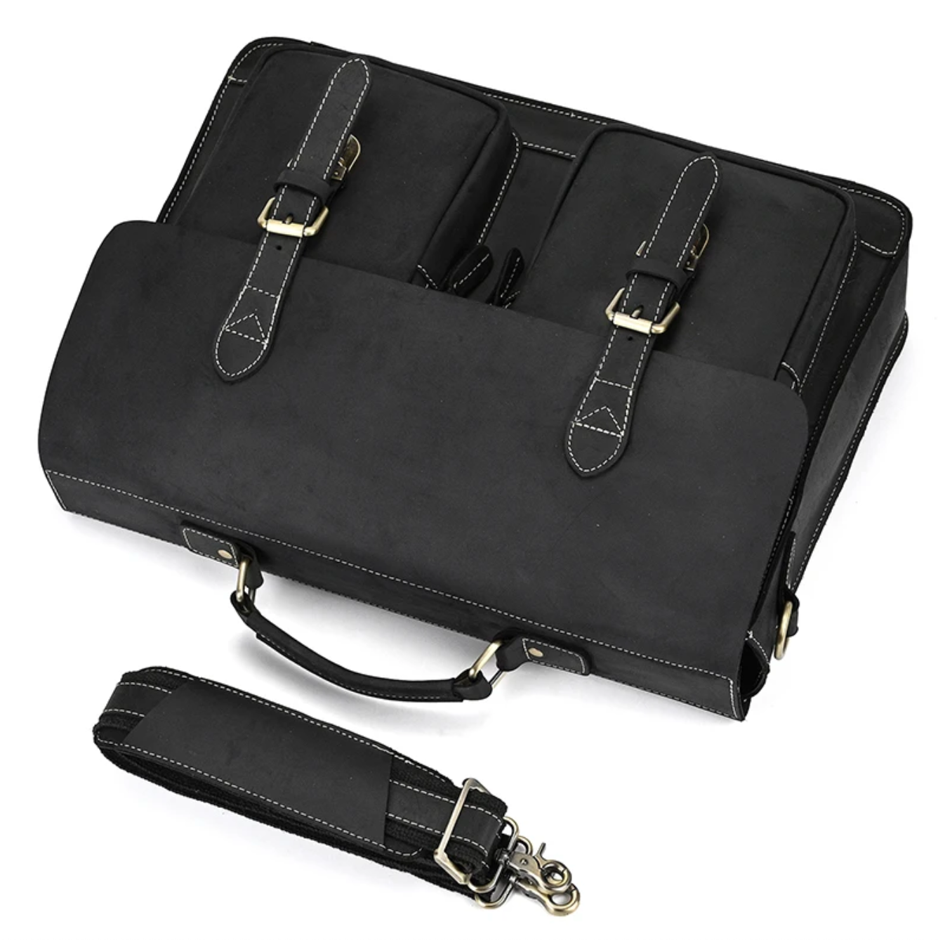 Men Leather Office Bag Brown Briefcase Laptop