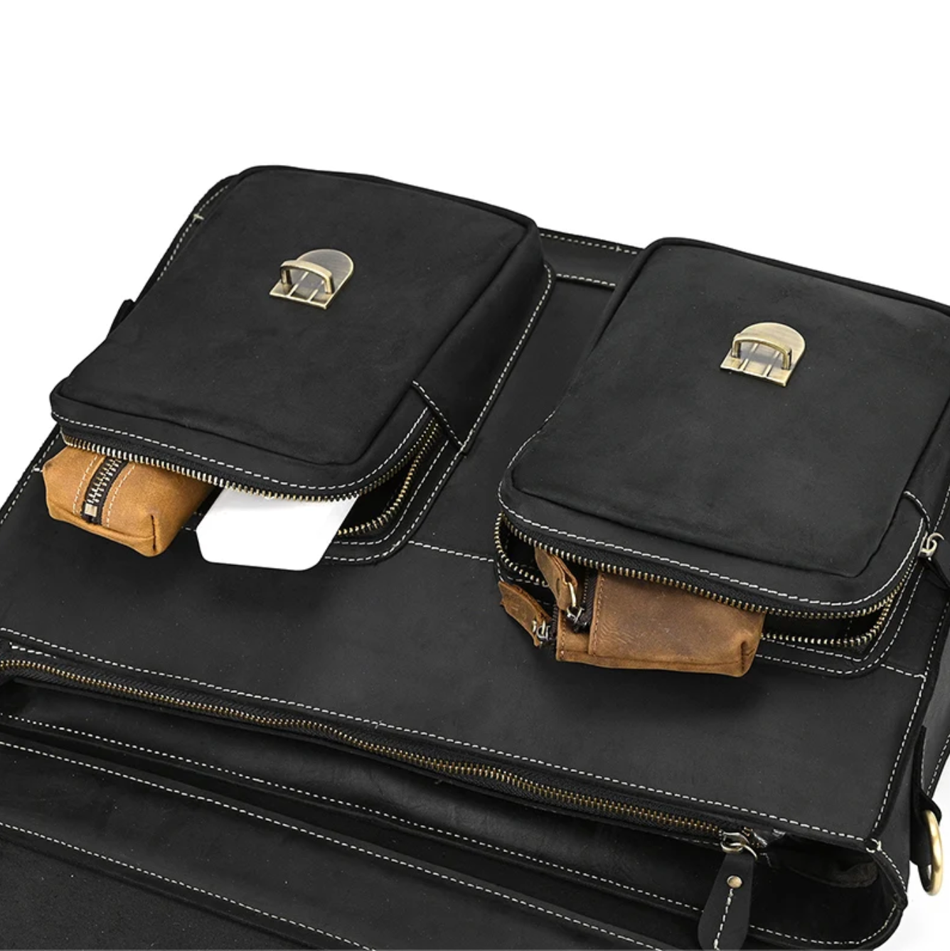 Men Leather Office Bag Brown Briefcase Laptop