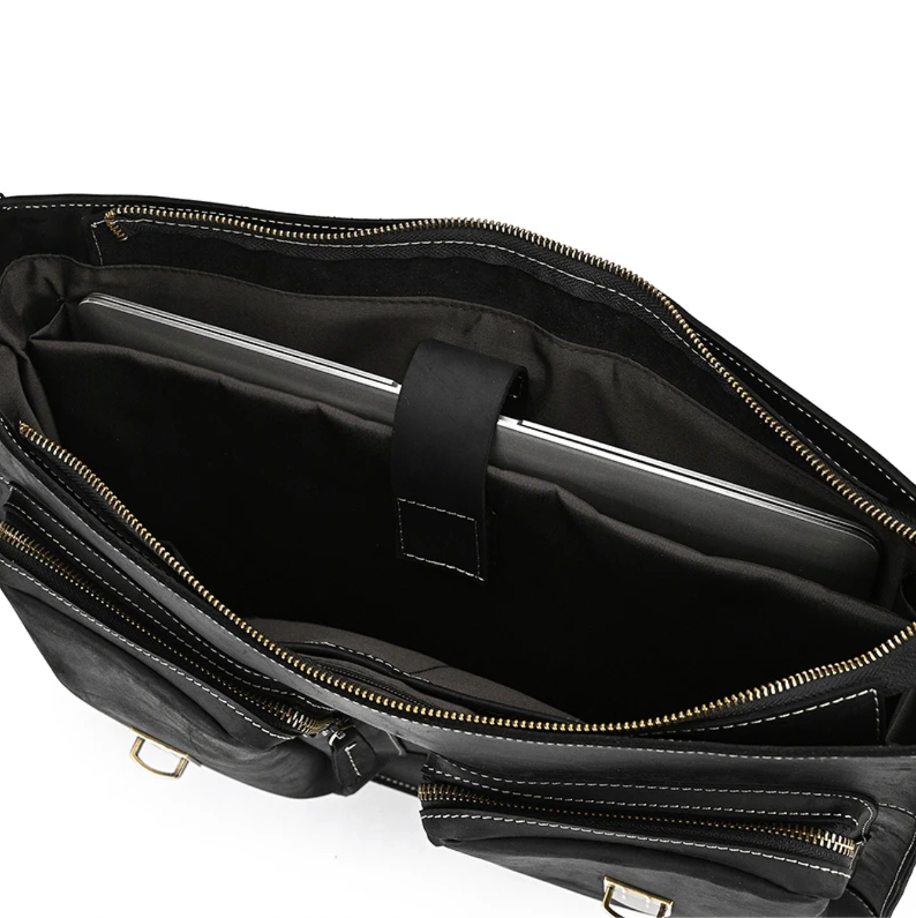 Men Leather Office Bag Brown Briefcase Laptop