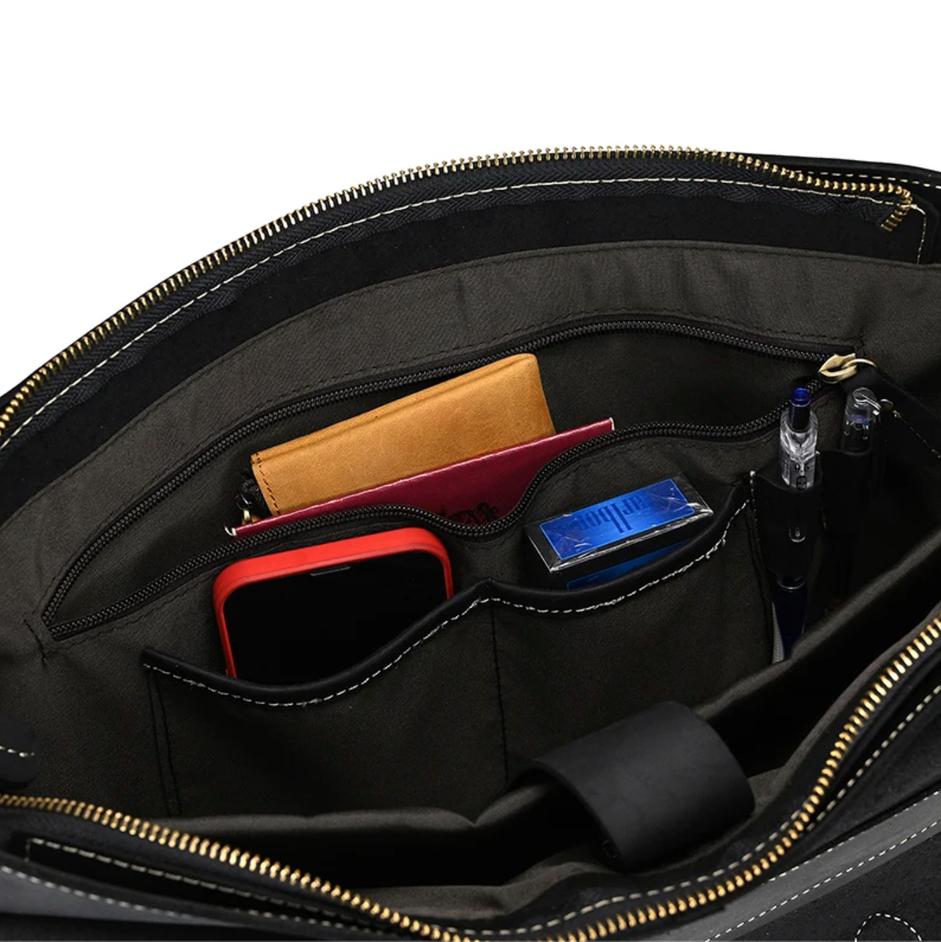 Men Leather Office Bag Brown Briefcase Laptop
