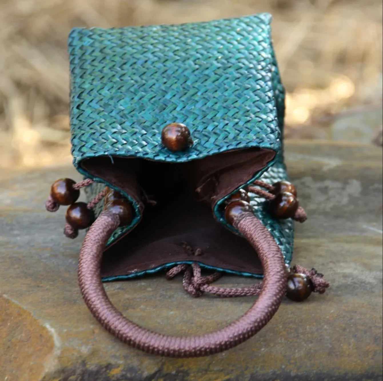 Woven Tote Handbag Beach Bag Mini Rattan Bucket Bag