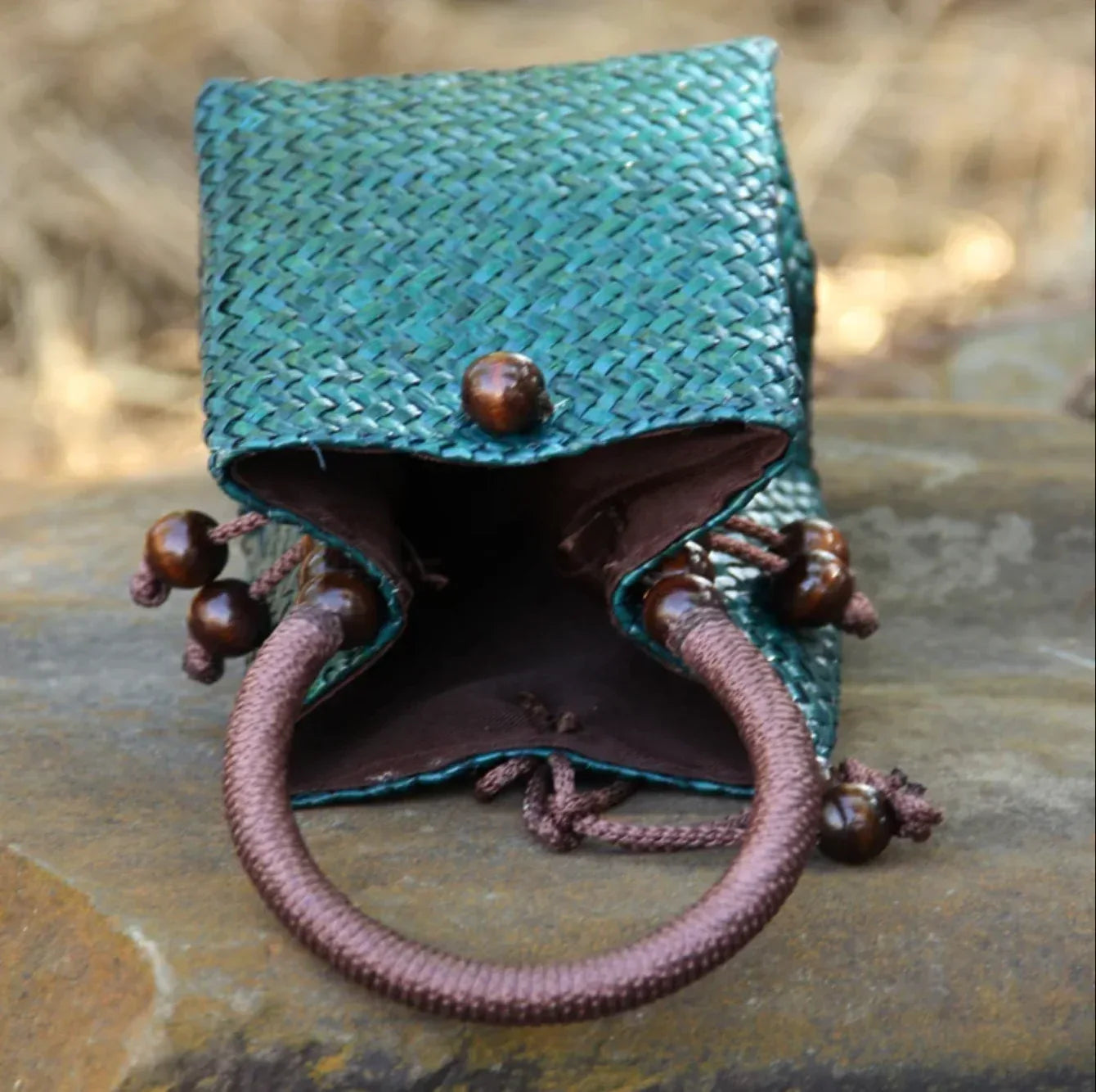 Woven Tote Handbag Beach Bag Mini Rattan Bucket Bag