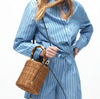 Straw Crossbody Purse with Bamboo Handle