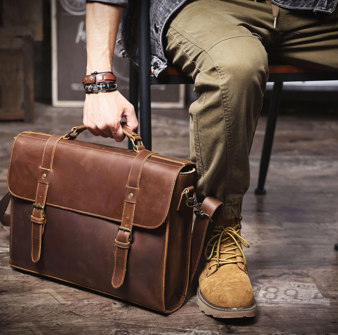 15 Inch Laptop Briefcase & Messenger Bag for Work