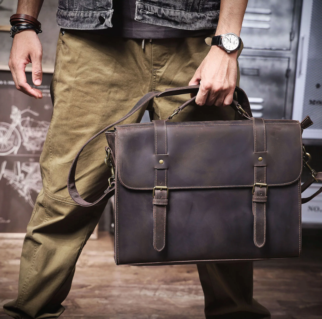 15 Inch Laptop Briefcase & Messenger Bag for Work