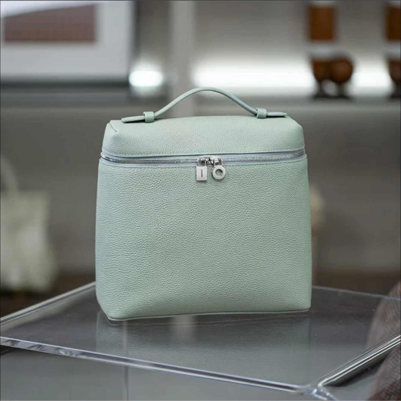 Soft Leather Square Commuter Backpack Handbag