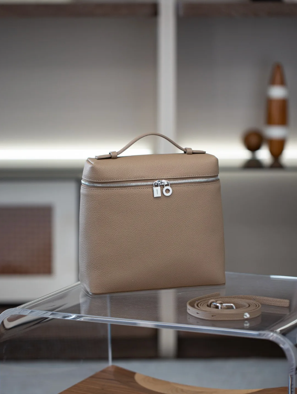 Soft Leather Square Commuter Backpack Handbag