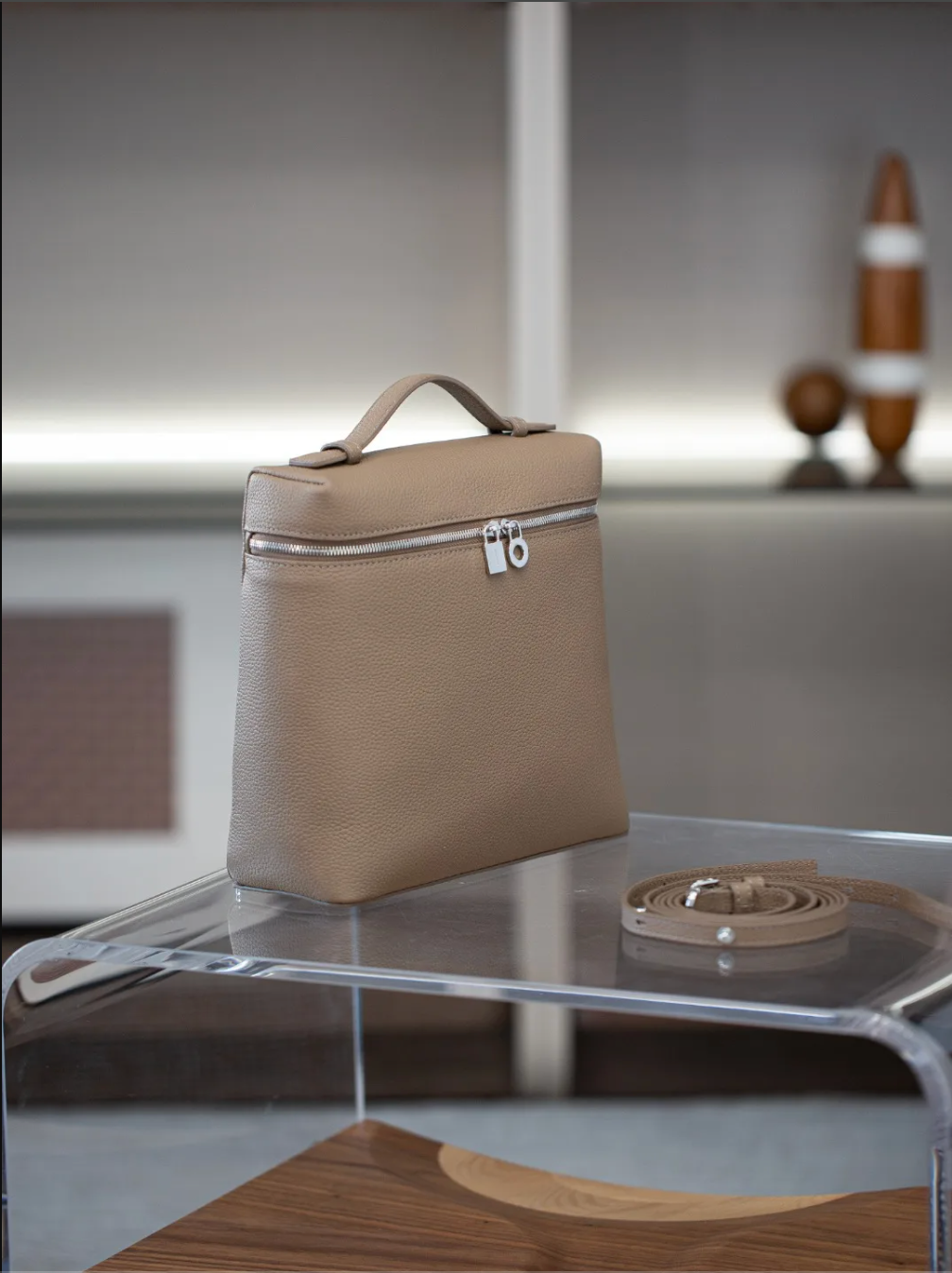 Soft Leather Square Commuter Backpack Handbag