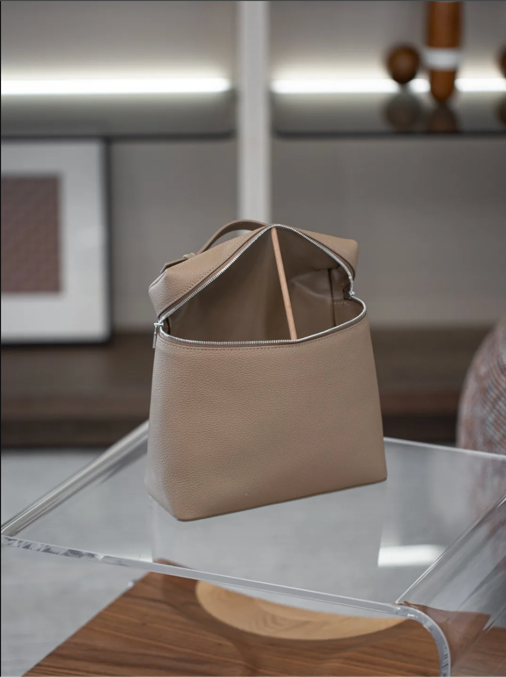 Soft Leather Square Commuter Backpack Handbag