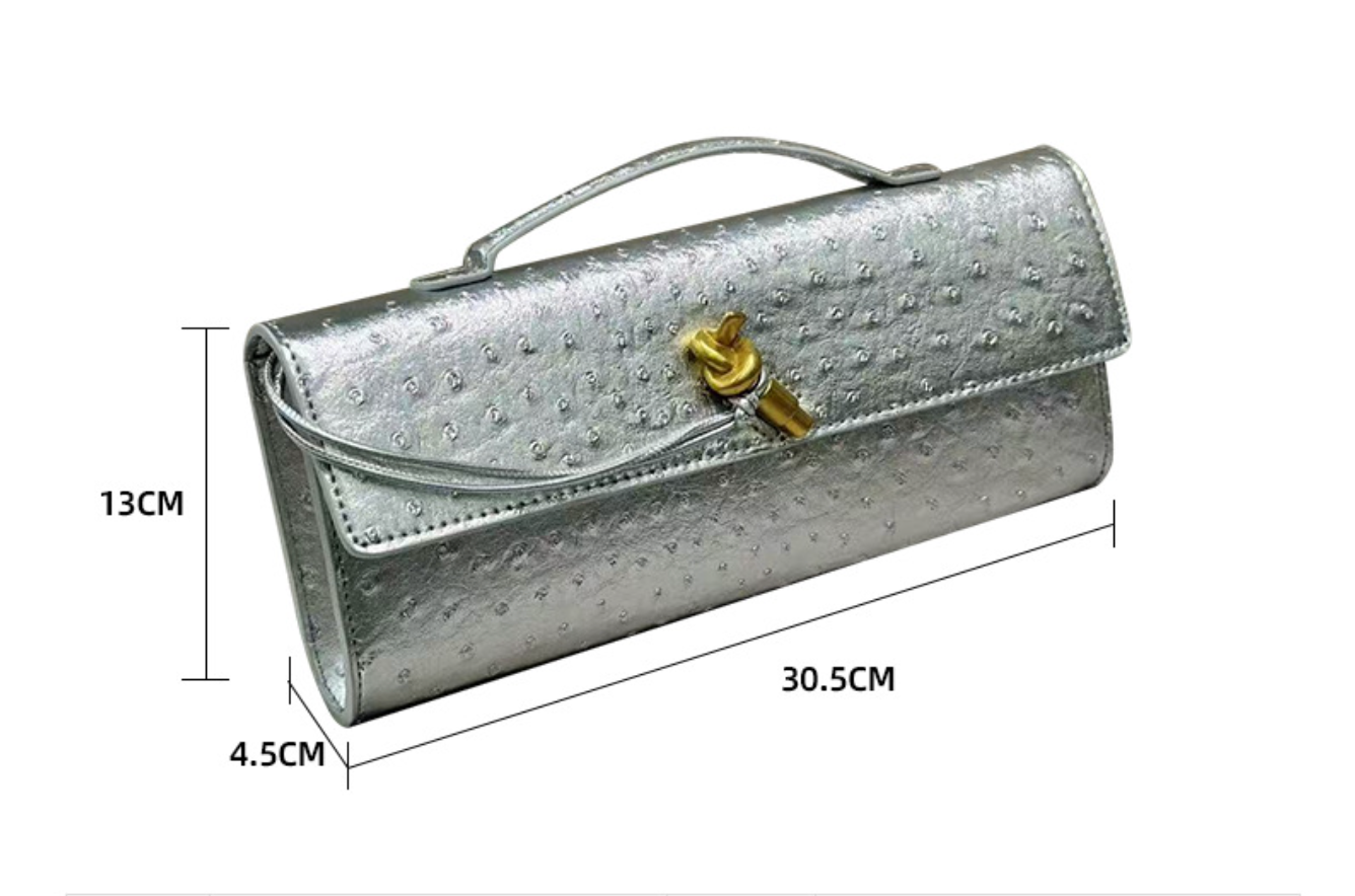 Women’s Genuine Leather Ostrich Pattern Clutch Crossbody