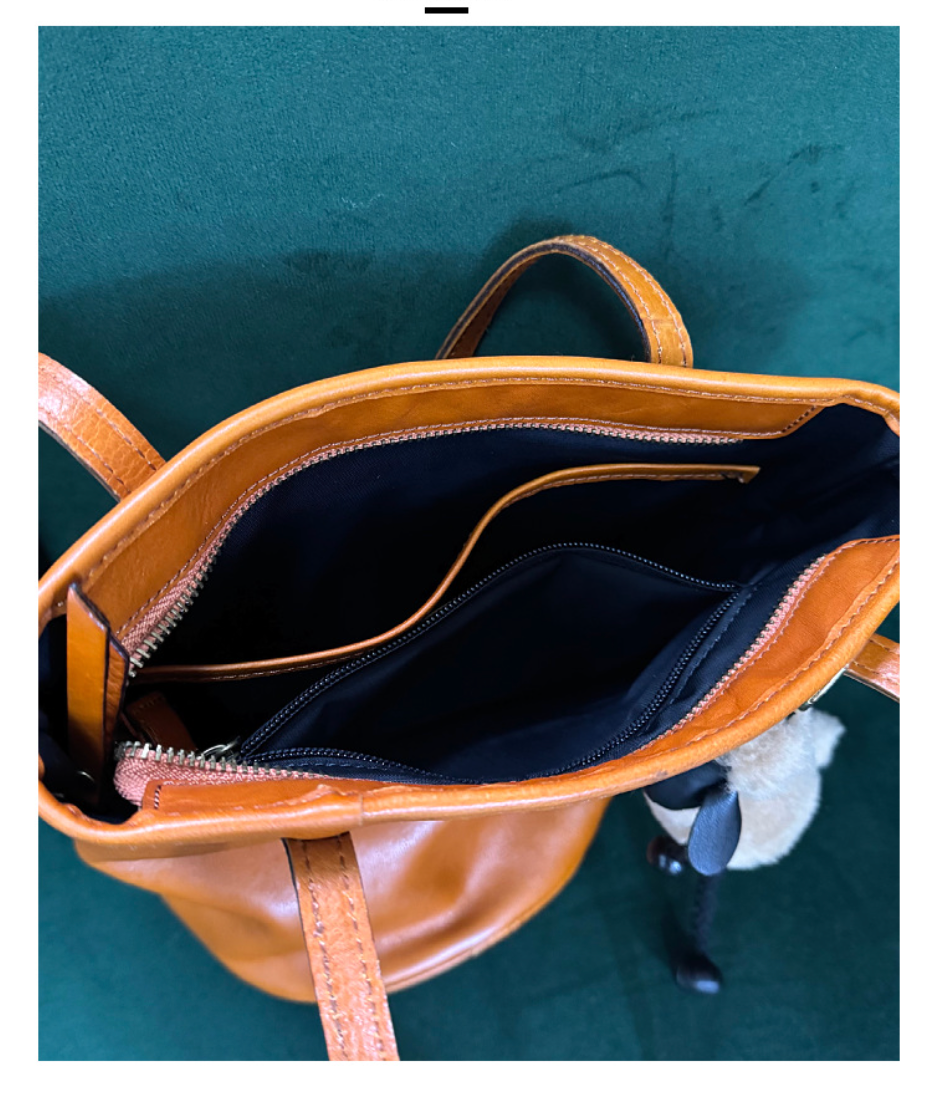 Women’s Genuine Leather Single Shoulder Bucket Bag