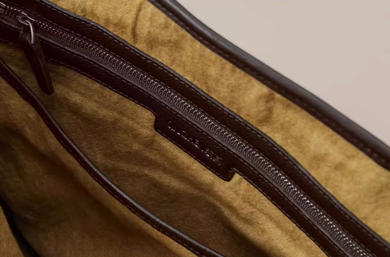 Genuine Full Grain Large Office Shoulder Purse with Zipper