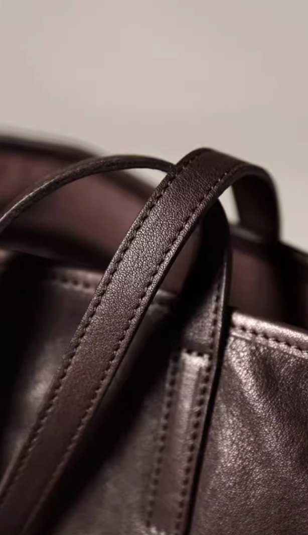 Genuine Full Grain Large Office Shoulder Purse with Zipper