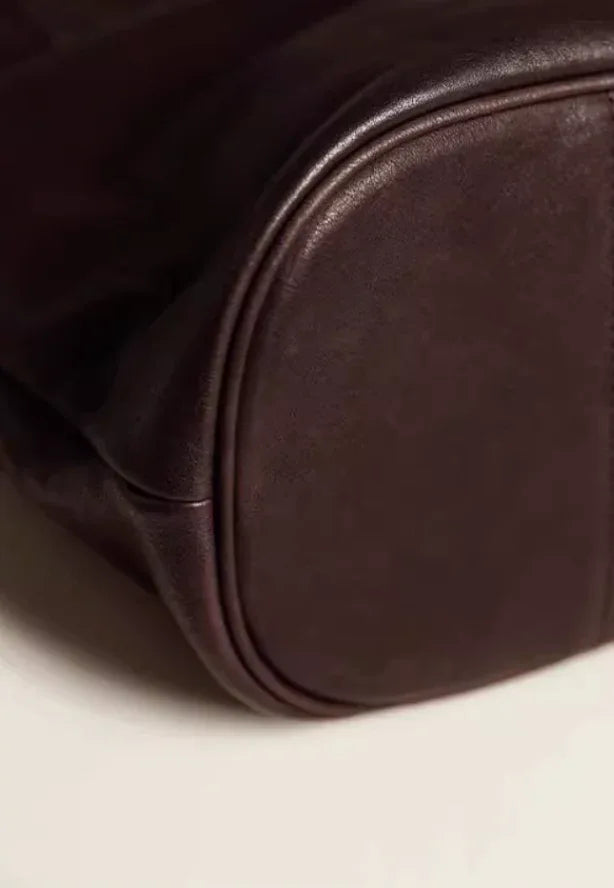 Genuine Full Grain Large Office Shoulder Purse with Zipper